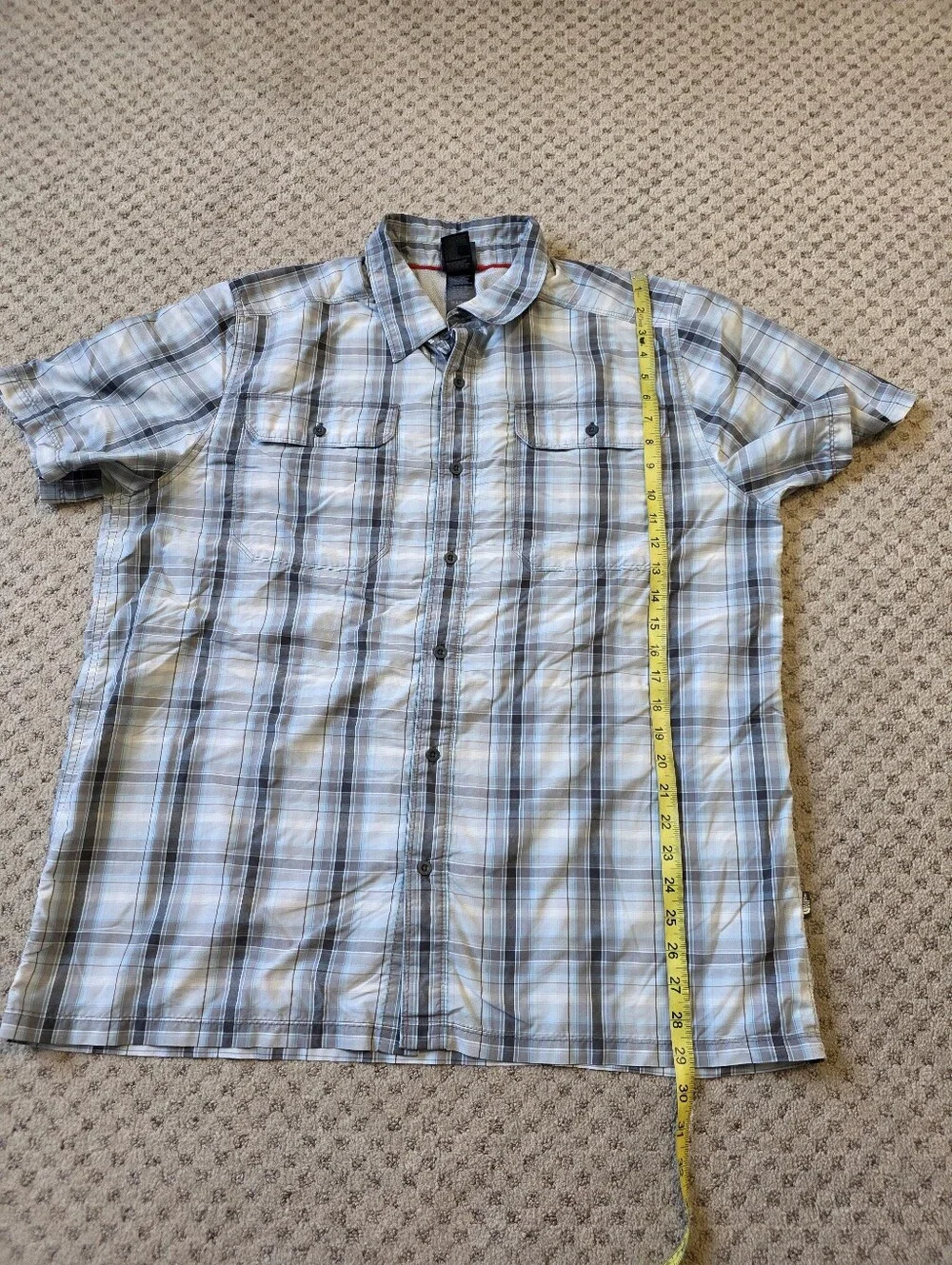 The North Face Men's Blue Plaid Short-Sleeve Button-Down Shirt